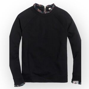 J. Crew Woven ruffleneck pullover sweatshirt black plaid H0273 Size Small